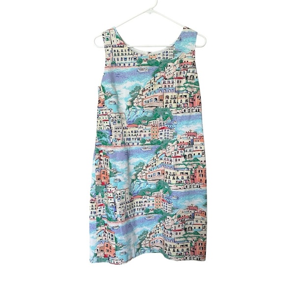 Talbots Scenic Village Shift Dress Sleeveless Multi-Colored Size 12P - Picture 7 of 7